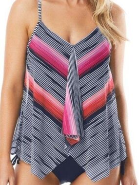 Beach House Kerry Mesh Layer Underwire Tankini Top Women's Size 18W